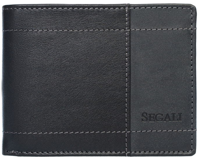 Pánská kožená peněženka SEGALI W 70083 černá/šedá