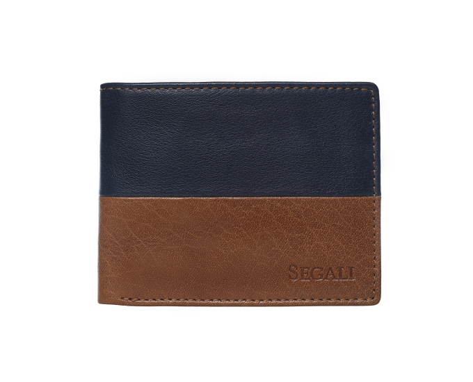 Pánská kožená peněženka SEGALI 80892 koňak/modrá