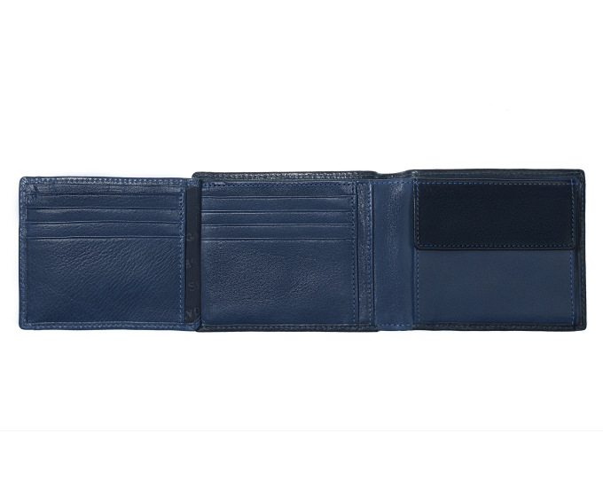 Pánská kožená peněženka SEGALI 907 114 005 C černá/modrá