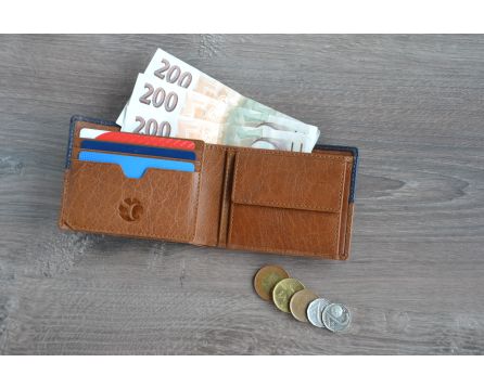 Pánská peněženka kožená SEGALI 80892 koňak/modrá