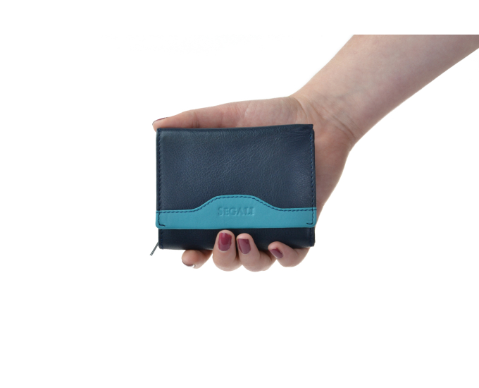 Dámská kožená peněženka SEGALI 61420 modrá/tyrkysová