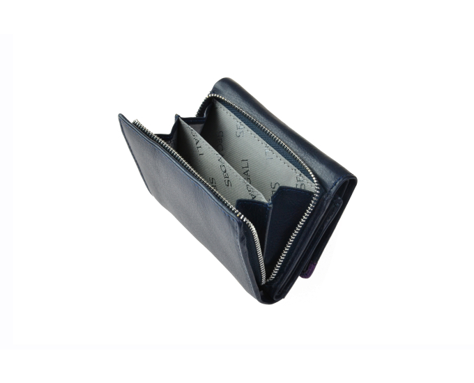 Dámská kožená peněženka SEGALI 61420 tm. modrá/fialová