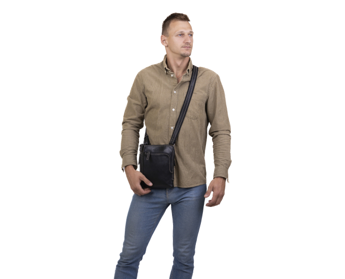 Pánská kožená taška přes rameno SEGALI 25579 černá