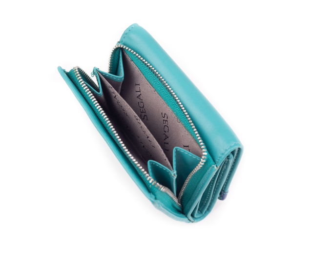 Dámská peněženka kožená SEGALI 61420 tyrkysová/modrá