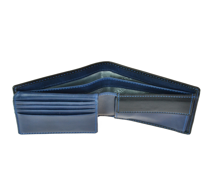 Pánská kožená peněženka SEGALI 907 114 026 černá/modrá