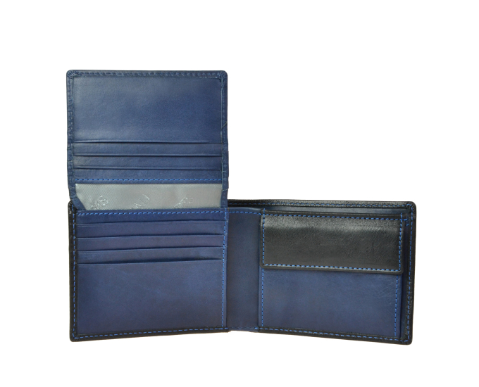 Pánská peněženka kožená SEGALI 907 114 026 černá/modrá
