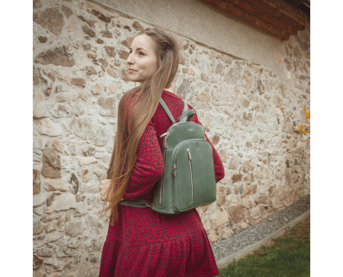 Dámský batoh kožený SEGALI 9093 zelený