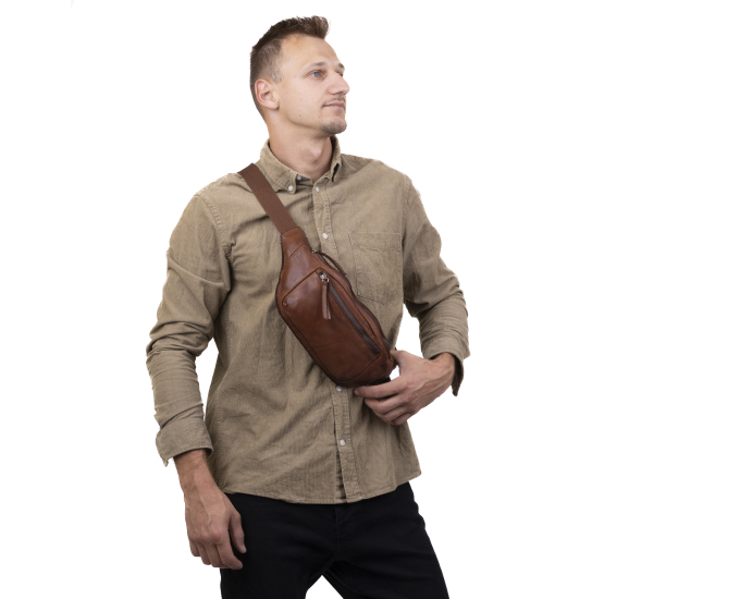 Pánská ledvinka kožená SEGALI 25819 tan