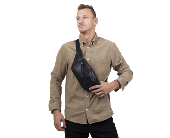 Pánská ledvinka kožená SEGALI 25819 černá