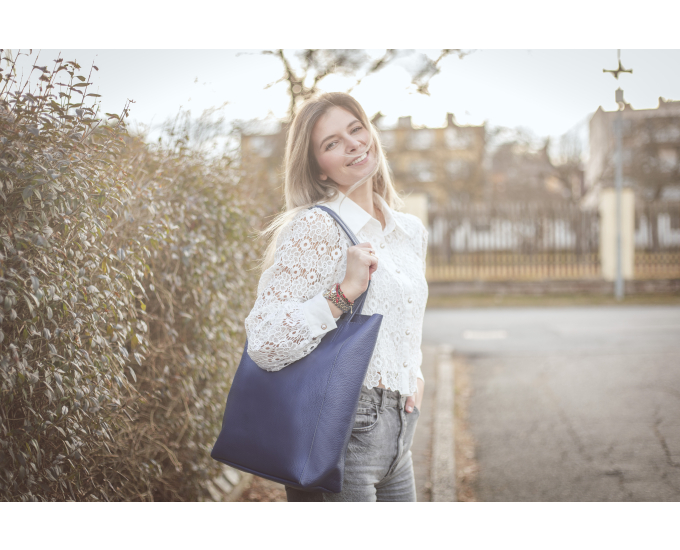 Kožená kabelka Adele SEGALI modrá