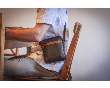 Pánská taška kožená SEGALI 2004B černá/koňak