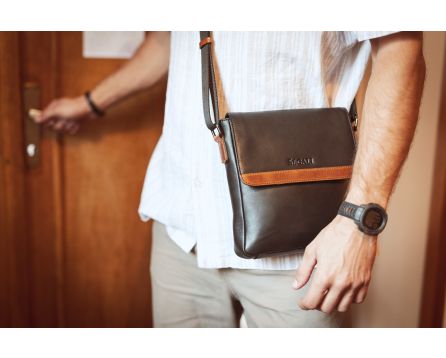 Pánská taška kožená SEGALI 3249 černá/koňak