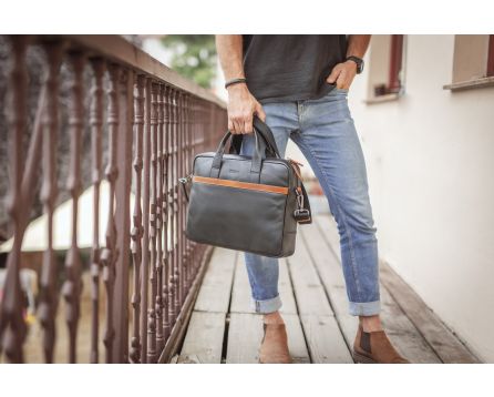 Pánská taška přes rameno kožená SEGALI 7044 černá/koňak