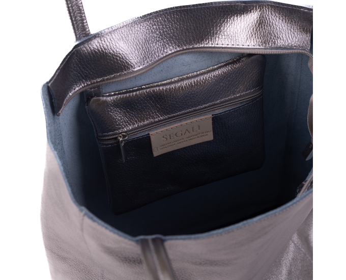 Kožená kabelka Adele SEGALI stříbrná