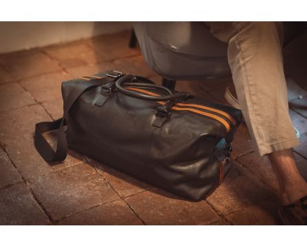 Cestovní taška kožená SEGALI 9141 černá/koňak