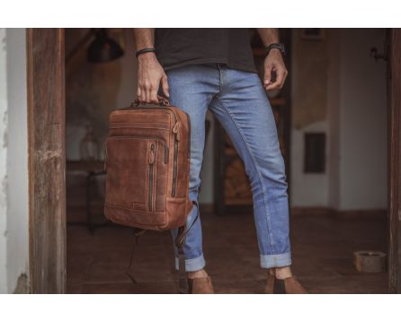 Batoh kožený SEGALI 8278 světle hnědý